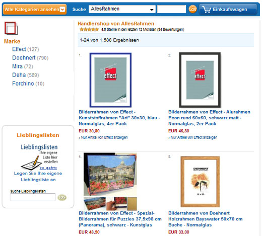 Amazon-Shop von AllesRahmen.de