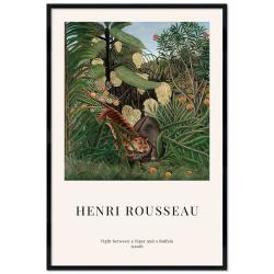 Poster mit Rahmen - Henri Rousseau - Fight between a Tiger and a Buffalo