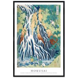 Poster mit Rahmen - Katsushika Hokusai - Pilgrims at Kirifuri Waterfall on Mount Kurokami in Shimotsuke Province