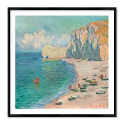 Poster mit Rahmen - Claude Monet - Étretat: The Beach and the Falaise d'Amont