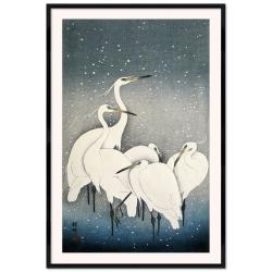 Poster mit Rahmen - Ohara Koson - Egrets in the Snow