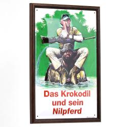Bilderrahmen Blechschild "Krokodil & Nilpferd" inkl. Bilderrahmen