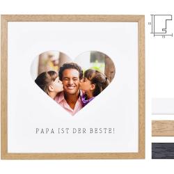Bilderrahmen mit Herz-Passepartout & Text "Papa ist der Beste!"