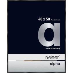 Bilderrahmen Alurahmen Profil alpha Eloxal schwarz glanz 40x50 cm