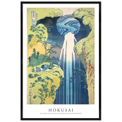 Poster mit Rahmen - Katsushika Hokusai - The Amida Falls in the Far Reaches of the Kisokaid? Road 