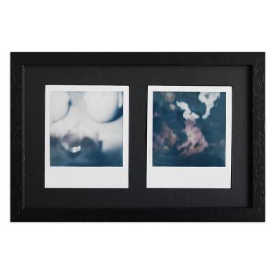 Bilderrahmen für 2 Sofortbilder - Typ Polaroid 600 Schwarz, gemasert