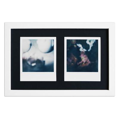 Bilderrahmen für 2 Sofortbilder - Typ Polaroid 600 Weiß, gemasert