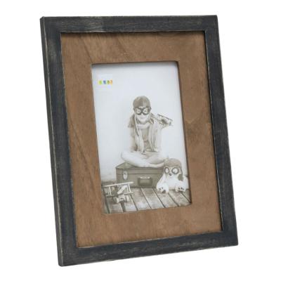 Fotorahmen mit Holzpassepartout schwarz-braun