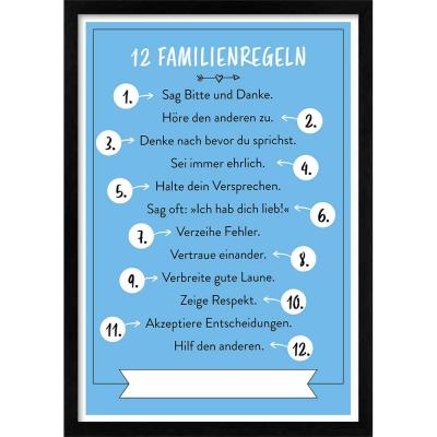 Familie - 12 Familienregeln Schwarz (Holz)