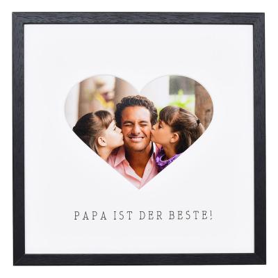 Bilderrahmen mit Herz-Passepartout &amp; Text &quot;Papa ist der Beste!&quot; schwarz