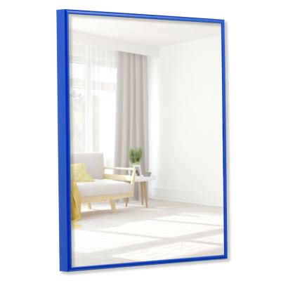 Badezimmer-Spiegel Quadro aus Aluminium blau RAL 5010