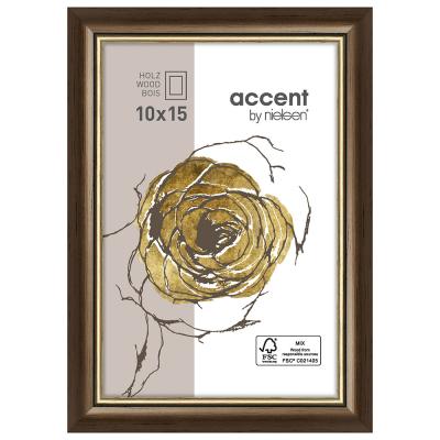 Holzrahmen Ascot Dunkelbraun-Gold 10x15 cm