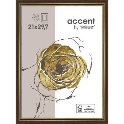 Holzrahmen Ascot Dunkelbraun-Gold 21x29,7 cm (A4)