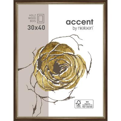 Holzrahmen Ascot Dunkelbraun-Gold 30x40 cm