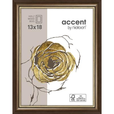 Holzrahmen Ascot Dunkelbraun-Gold 13x18 cm