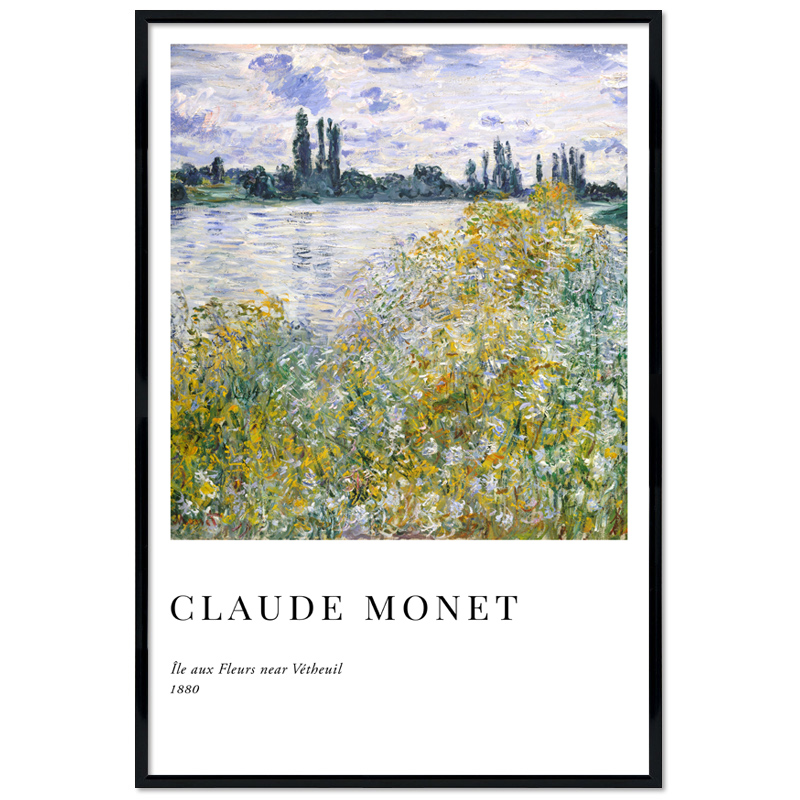 Poster mit Rahmen - Claude Monet - Île aux Fleurs near Vétheuil