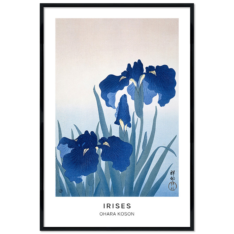 Poster mit Rahmen - Ohara Koson - Irises