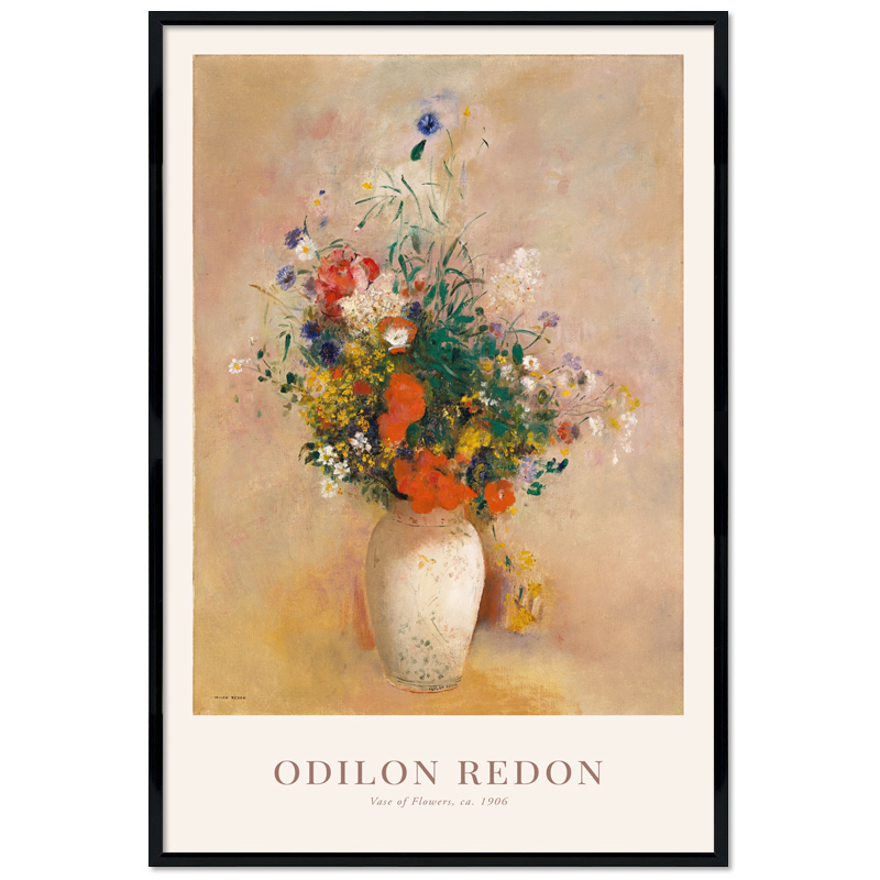 Poster mit Rahmen - Odilon Redon - Vase of Flowers