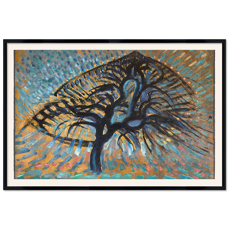 Poster mit Rahmen - Piet Mondrian - Apple Tree, Pointillist Version